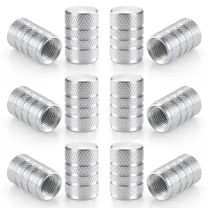 12 Piece Tire Valve Stem Caps, Silver