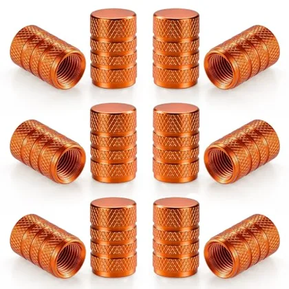 12 Piece Tire Valve Stem Caps, Orange