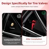 4 Piece 45mm Spiked Aluminum Stem Valve Caps, Red, view 4