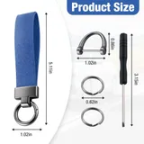 Leather Keychain, Blue, view 2