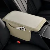 Leather Center Console Cover with 2 Storage, White, view 1