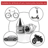 4 Piece Tire Valve Caps, Silver, view 4