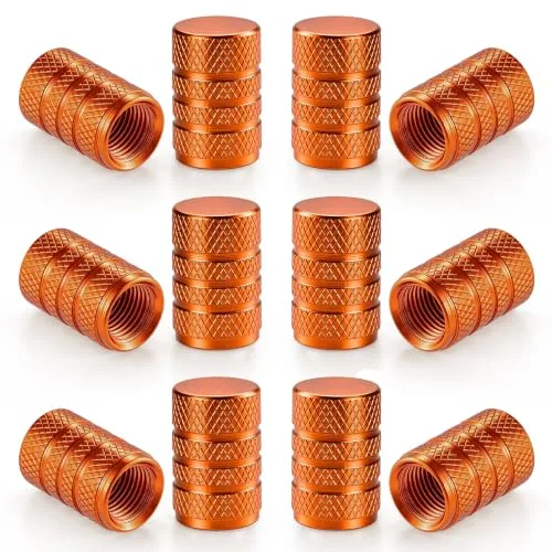 12 Piece Tire Valve Stem Caps, Orange