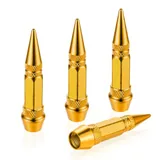 4 Piece 60mm Spiked Valve Caps, Gold, view 1