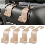 4 Piece Seat Headrest Hooks, Beige, view 1