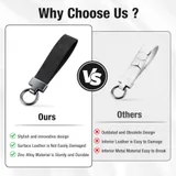 Leather Keychain, Black, view 4