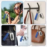 Leather Keychain, Blue, view 6