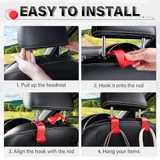 2 Piece Seat Headrest Purse Hook, Red, view 5