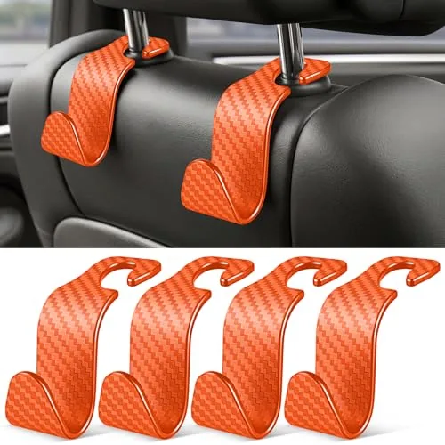 4 Piece Seat Headrest Purse Hook, Orange