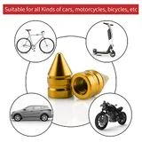 4 Piece Tire Valve Caps, Gold, view 4