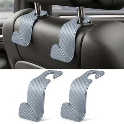 2 Piece Seat Headrest Purse Hook, Grey
