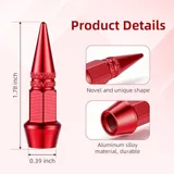 4 Piece 45mm Spiked Aluminum Stem Valve Caps, Red, view 2