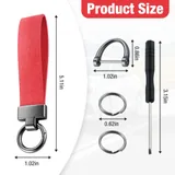 Leather Keychain, Red, view 2