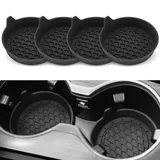 4 Piece Cup Holder Coaster, Black, view 1