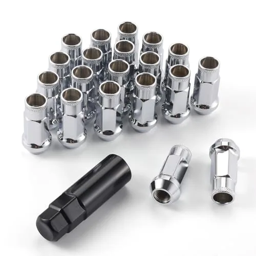 20 Piece M12x1.5 Wheel Lug Nuts, Silver