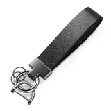 Leather Keychain, Black, view 1