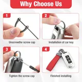 Leather Keychain, Red, view 5