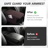 Leather Center Console Cover with 2 Storage, Brown, view 6