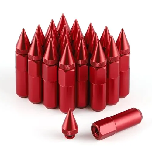 20 Piece M12X1.5 Wheel Lug Nuts, Red