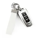 Leather Keychain, White, view 1