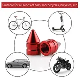 4 Piece Tire Valve Caps, Red, view 4