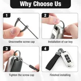 Leather Keychain, Black, view 5