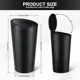 Trash Can with Lid, Black, view 2
