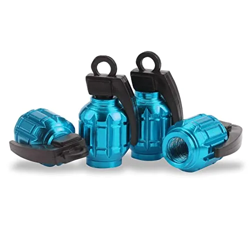 4 Piece Aluminum Tire Valve Cap, Blue