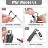Leather Keychain, Grey, view 5