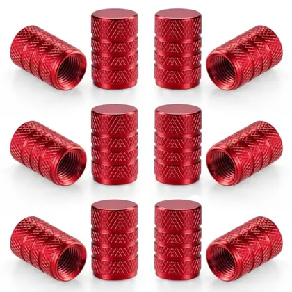 12 Piece Tire Valve Stem Caps, Red