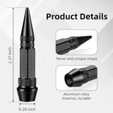 4 Piece 60mm Spiked Valve Caps, Black, view 2