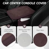 Leather Center Console Cover with 2 Storage, Brown, view 3