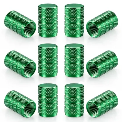12 Piece Tire Valve Stem Caps, Green