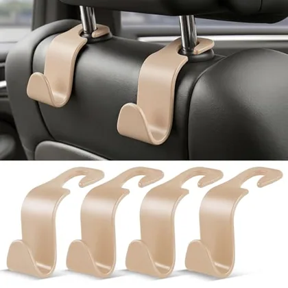 4 Piece Seat Headrest Hooks, Beige