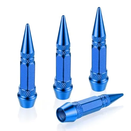 4 Piece 60mm Spiked Valve Caps, Blue