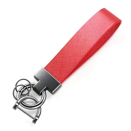 Leather Keychain, Red